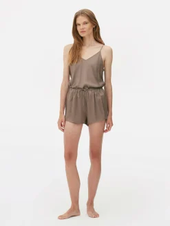 Short De Pyjama En Satin à Nœud Sur Le Devant