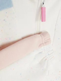 Sweat-shirt Color Block à Encolure Zippée