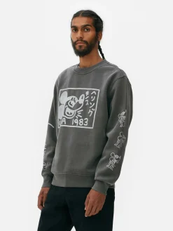 Sweat-shirt Délavé à L'acide Disney Mickey Mouse X Keith Haring