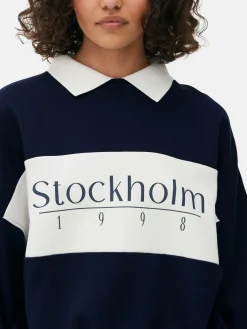 Sweat-shirt Graphique à Col