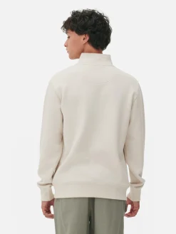 Sweat-shirt Texturé à Col Zippé Et Motif Géométrique