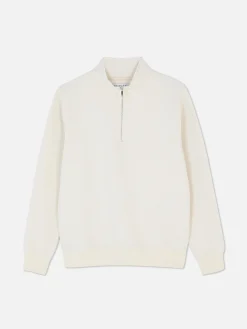 Sweat-shirt Texturé à Col Zippé Et Motif Géométrique