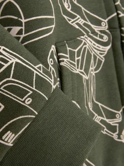 Sweat-shirt Zippé à Capuche Graphique à Coordonner