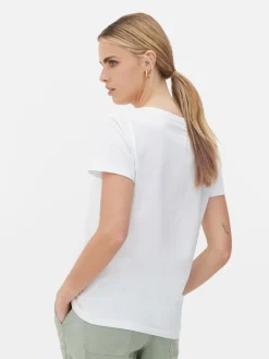 T-shirt à Col En V Et Manches Courtes