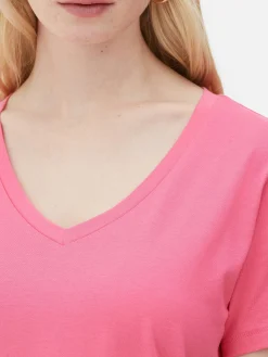 T-shirt à Col En V Et Manches Courtes