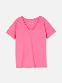 T-shirt à Col En V Et Manches Courtes