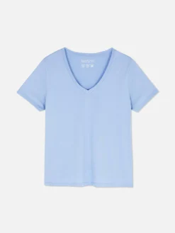 T-shirt à Col En V Et Manches Courtes