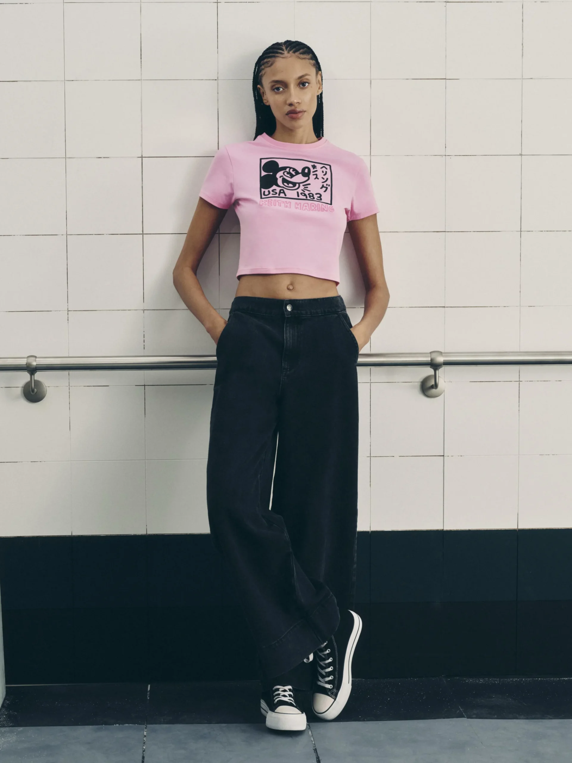 T-shirt Court Disney Mickey Mouse X Keith Haring