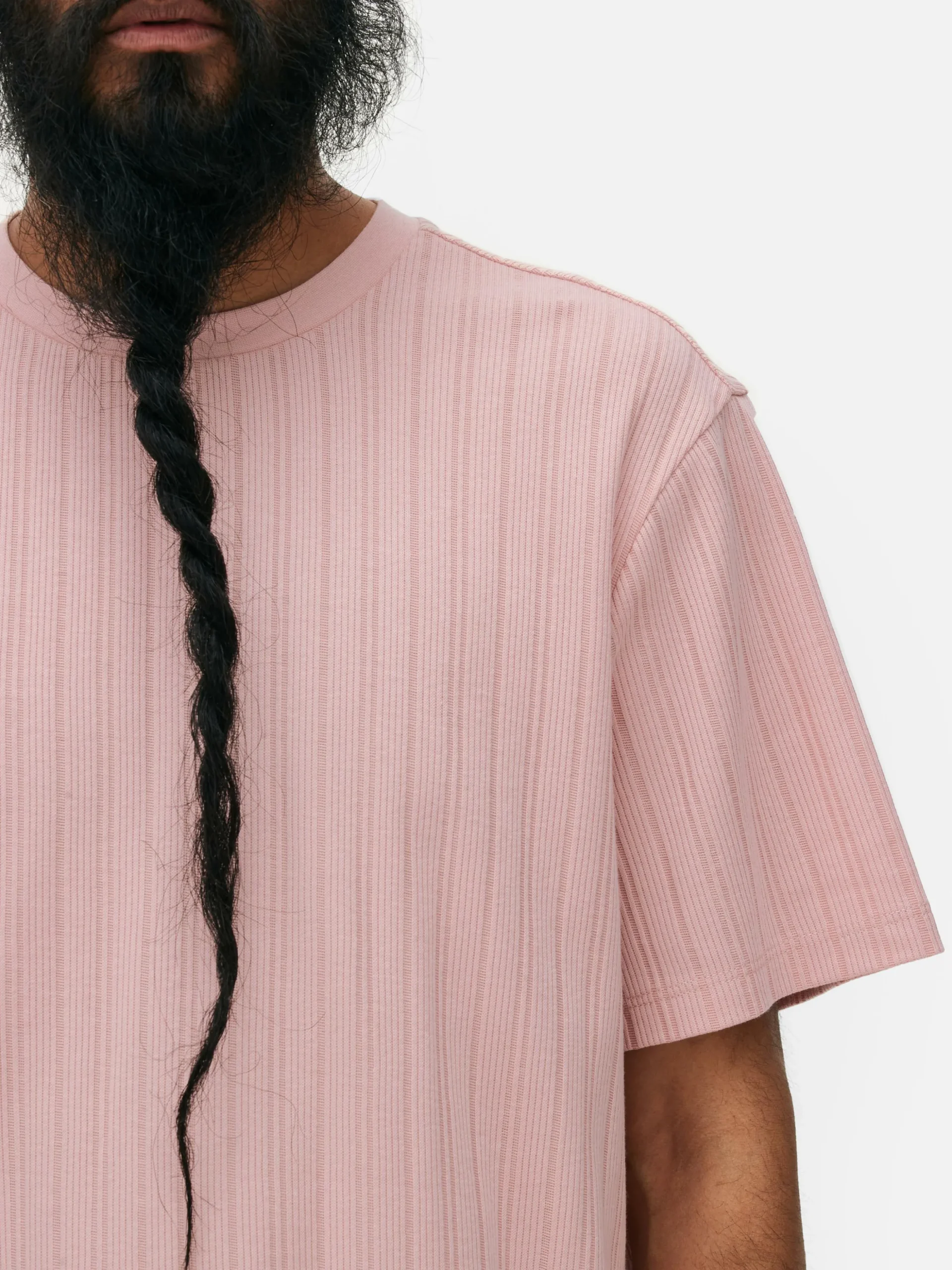 T-shirt Côtelé à Col Ras-du-cou