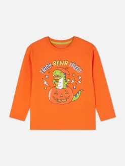 T-shirt D’Halloween à Manches Longues Et Imprimé Dinosaure