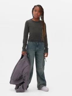 T-shirt Délavé à L'acide à Manches Longues