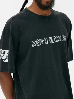 T-shirt Délavé à L'acide Disney Mickey Mouse X Keith Haring