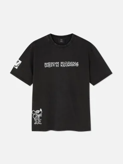 T-shirt Délavé à L'acide Disney Mickey Mouse X Keith Haring