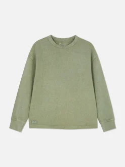 T-shirt Délavé à Manches Longues