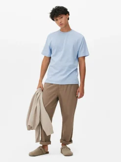 T-shirt Gaufré à Col Ras-du-cou