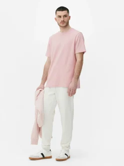 T-shirt Gaufré à Col Ras-du-cou