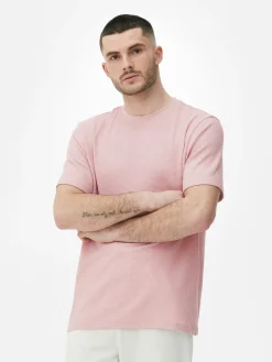 T-shirt Gaufré à Col Ras-du-cou