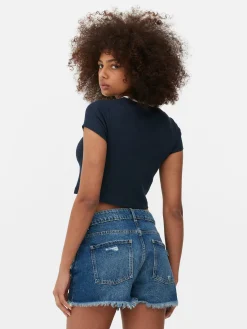 T-shirt Graphique à Col Cranté