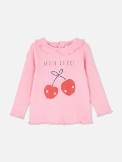 T-shirt Imprimé à Ourlet Ondulé