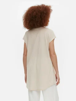 T-shirt Long Imprimé à Manches Courtes