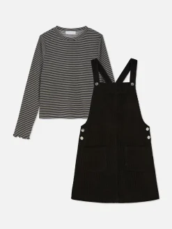 T-shirt Rayé à Manches Longues Et Robe Chasuble