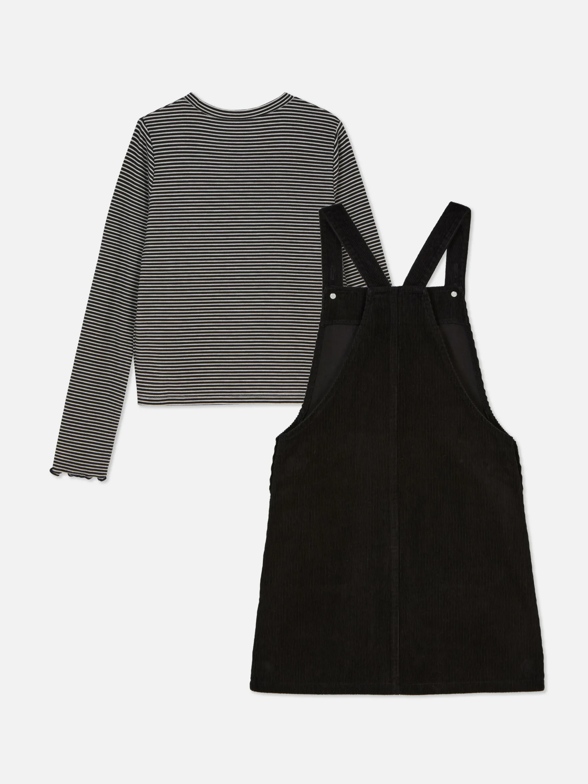 T-shirt Rayé à Manches Longues Et Robe Chasuble