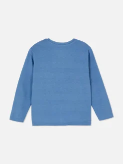 T-shirt Rayé Texturé à Manches Longues