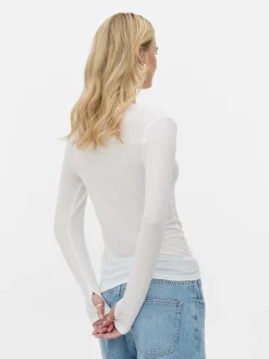 T-shirt Stretch à Manches Longues Rita Ora