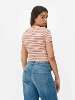 T-shirt Texturé à Ourlet Ondulé