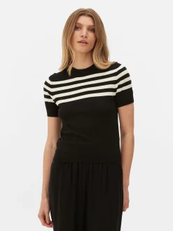 T-shirt Tricoté à Manches Courtes