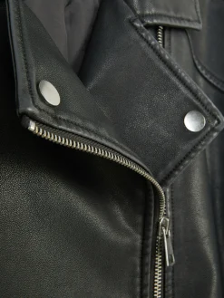 Veste De Motard En Simili Cuir Effet Vieilli
