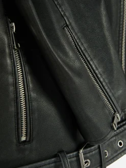 Veste De Motard En Simili Cuir Effet Vieilli