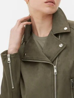 Veste De Motard Imitation Daim