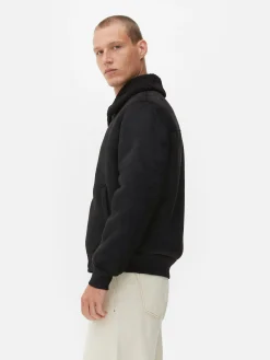 Veste En Suédine à Col Effet Mouton Retourné