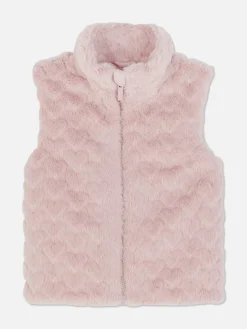 Veste Sans Manche En Fausse Fourrure Texturée à Cœurs