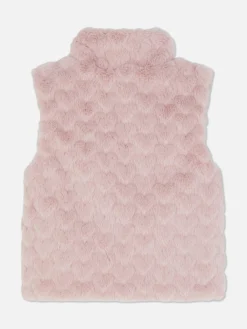 Veste Sans Manche En Fausse Fourrure Texturée à Cœurs