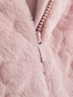 Veste Sans Manche En Fausse Fourrure Texturée à Cœurs